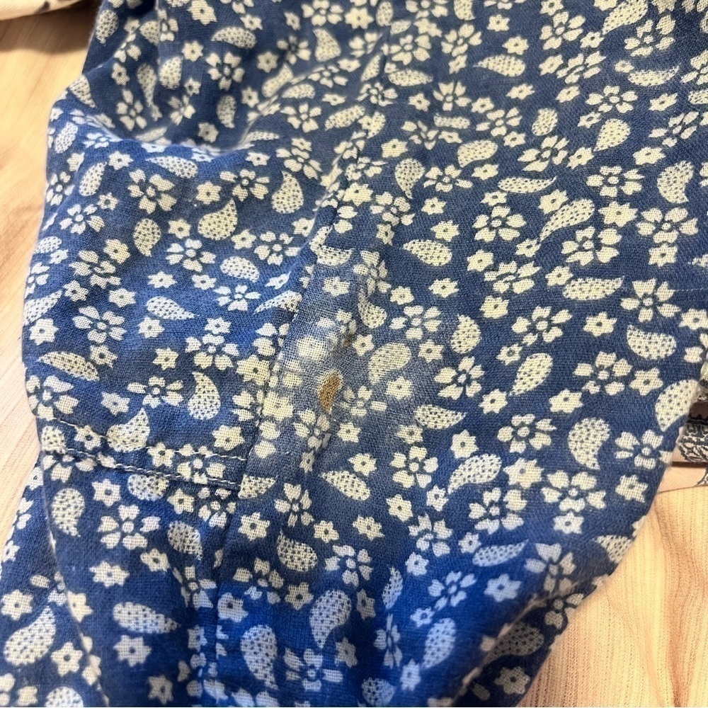 Ulla Johnson Reiko Blue Floral Patchwork Shibori Cotton Belted Jumpsuit US 0  - Picture 9 of 9